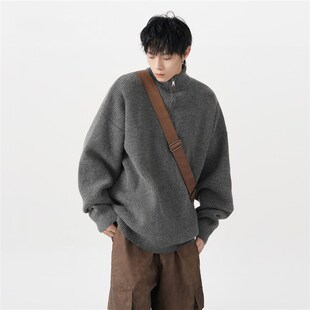 港风毛衣男秋冬季潮牌宽松情侣慵懒风针织衫卫衣高级感厚重外套潮