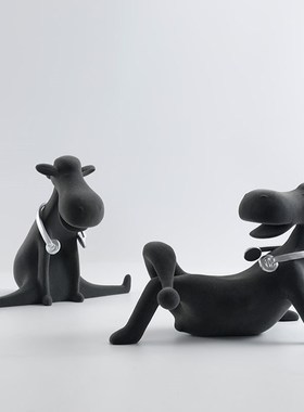 卡通动物灰色植绒耳机驴摆件现代样板间家居儿童房摆件样板房家居