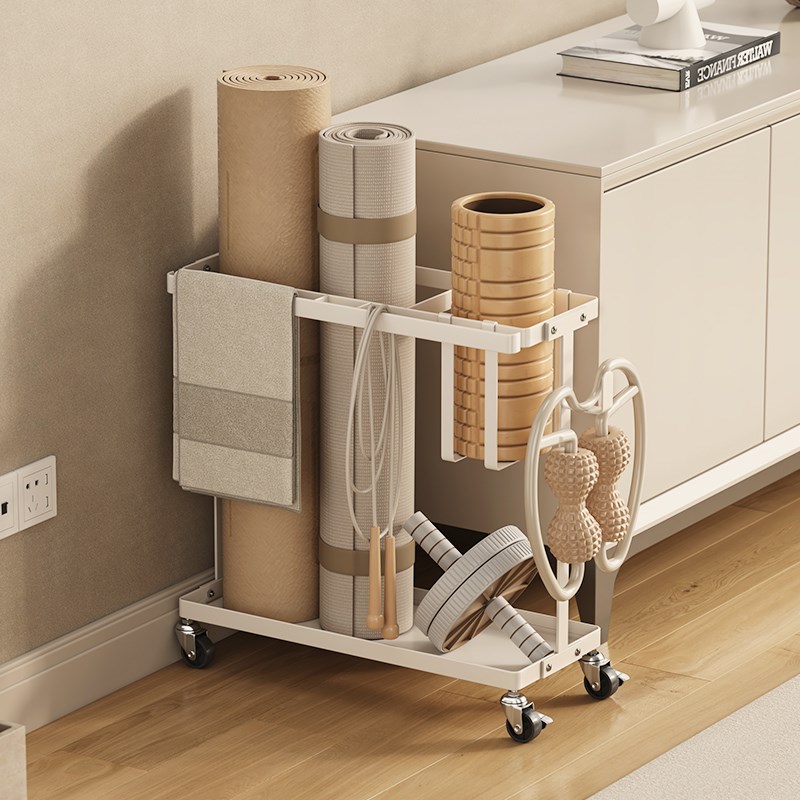 瑜伽垫收纳筐带轮健身器材工具客厅收纳置物架运动器械夹缝置物架