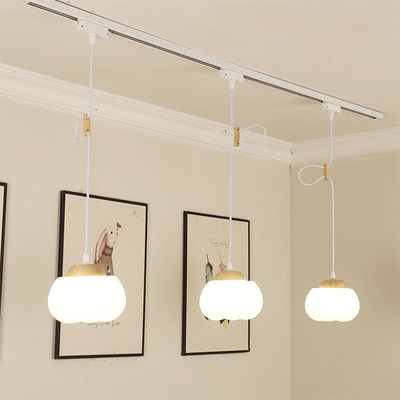 可移位轨b道吊灯新款奶油原木风可调节商用饭厅吧台云朵棉花导轨