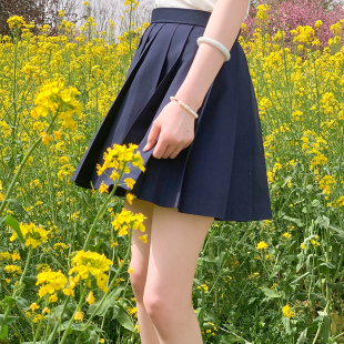 绀裙 纯色jk裙校供感百褶裙基础款半身裙女夏高腰a字短裙子学院风