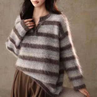 【米2】【编号219-373】新款韩系设计感简约时尚慵懒风针织衫宽松