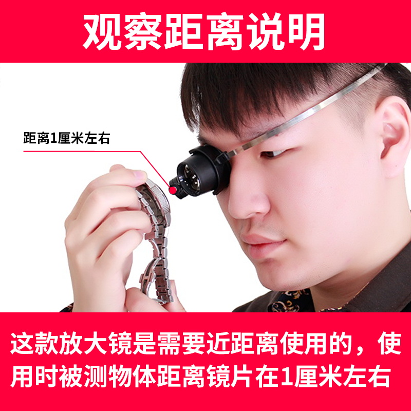 拜斯特头戴放大镜 带灯LED15倍眼罩放大镜维修电路检验手机电路板