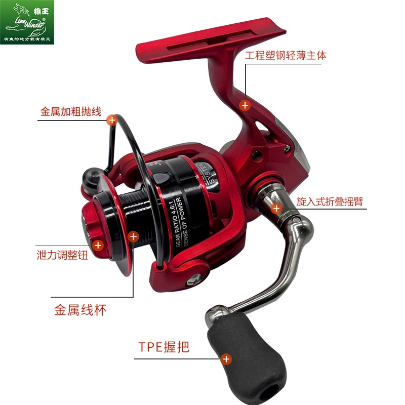 狼王战狼鱼线轮12+1轴S2 S3金属纺车轮抛竿渔轮海杆矶竿轮路亚轮