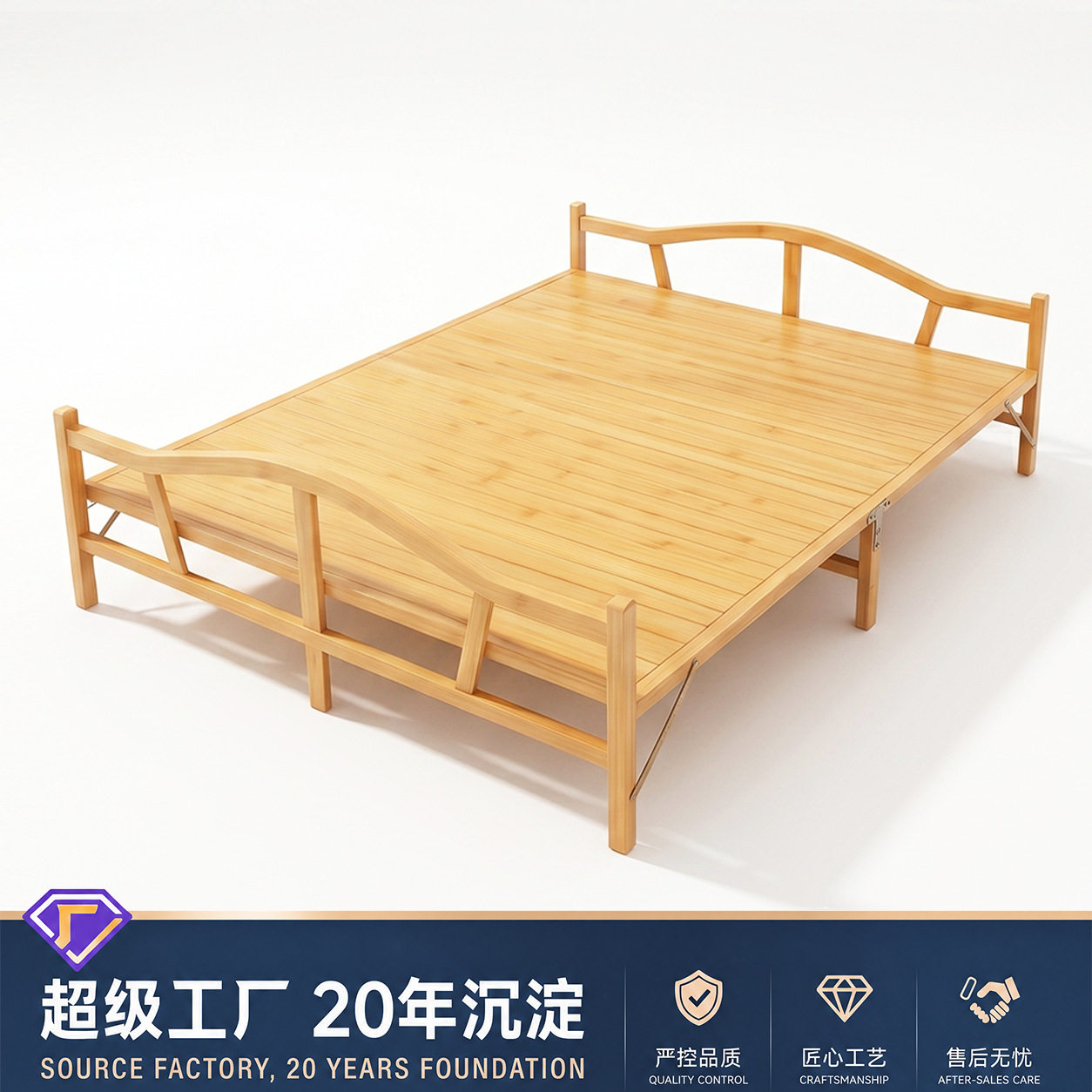 竹床折叠床双人单人午休午睡床简易床实木家用竹子床便携便携折叠