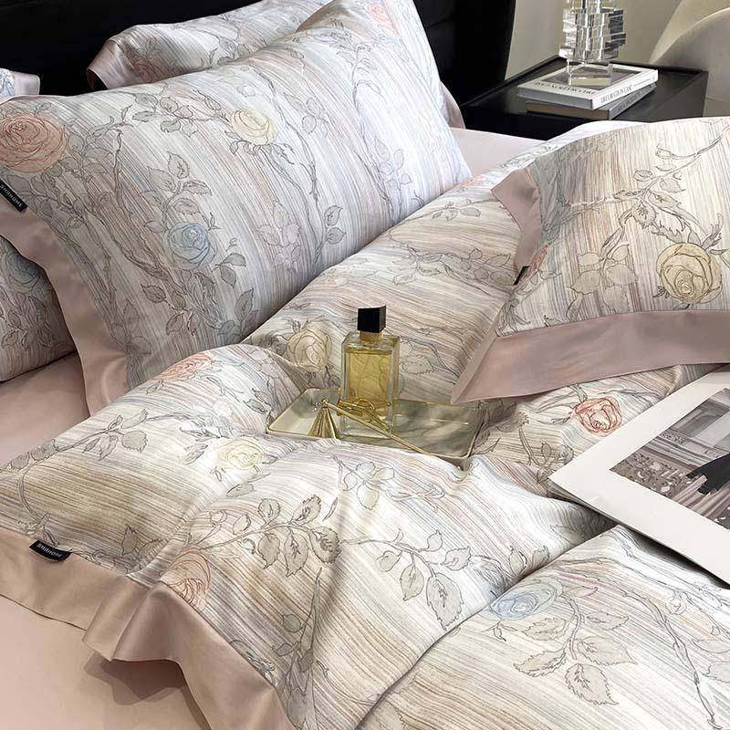 A类轻奢被60支TMH套宽边棉奥地利兰精天丝棉四件套长绒床单柔软亲