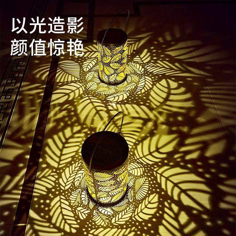 太阳能小夜灯户外水影庭院灯花园坪防1灯阳镂台装饰空树叶光挂灯