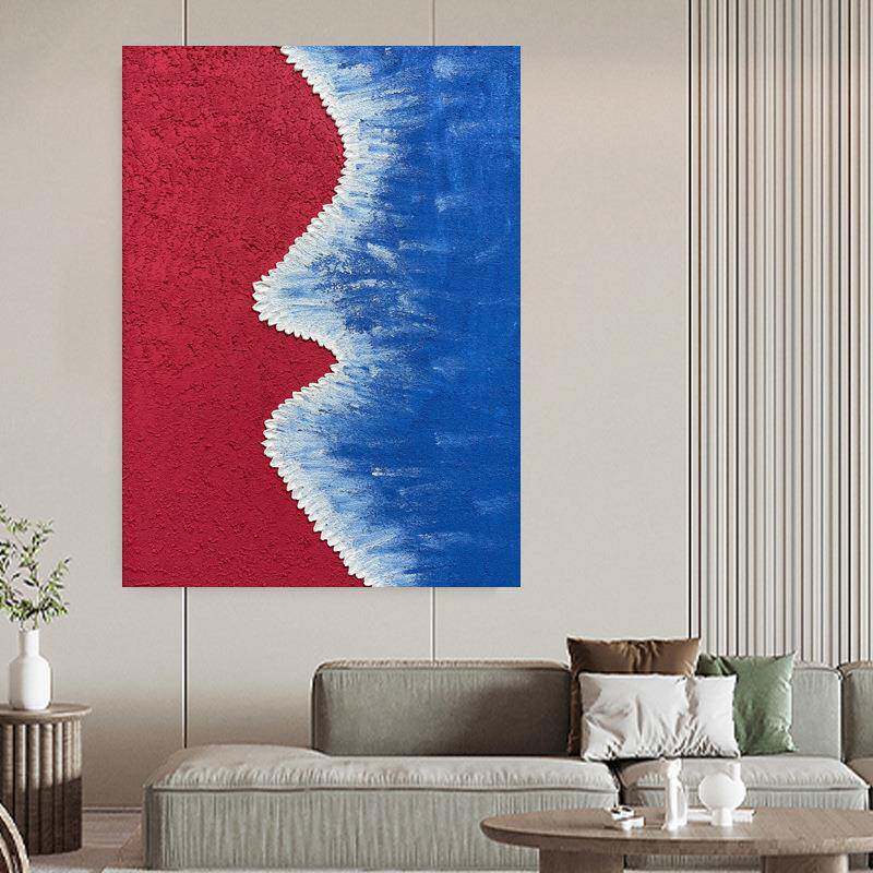 手绘油画海景玄关走廊画挂画客66厅餐厅抽装饰象肌理沙发落地壁画