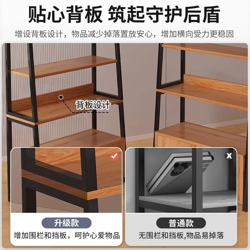 多层置物架落地收纳架带柜门储物展示架家用柜子多功能梯形货架