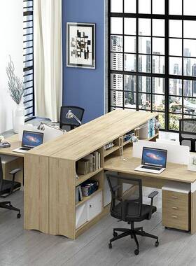 现代公四人位职员办公椅24桌6组合财务办桌屏办风卡AIX位公家具抽