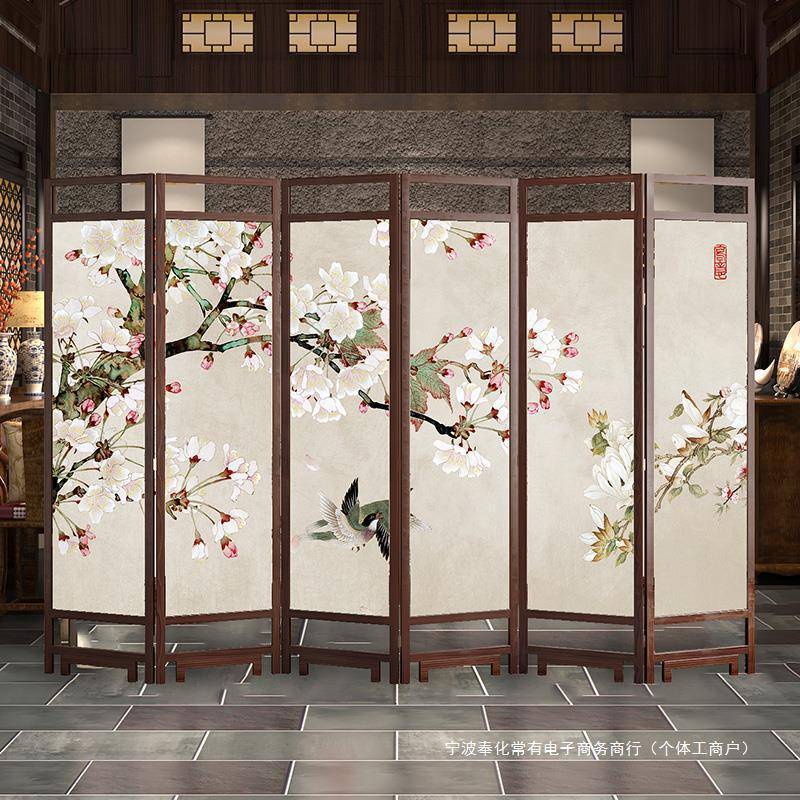 中式 实木屏风隔断墙办公室折叠移动酒店 家用客厅遮挡玄关进门软