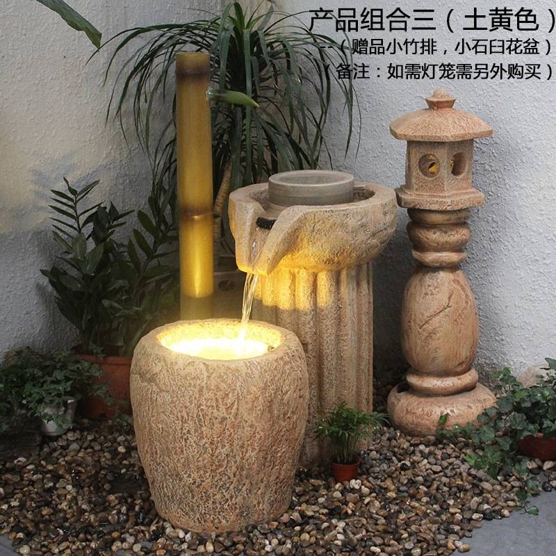 日式竹子流水喷泉落地摆件客厅鱼池室内阳台景观开业装饰品风水轮