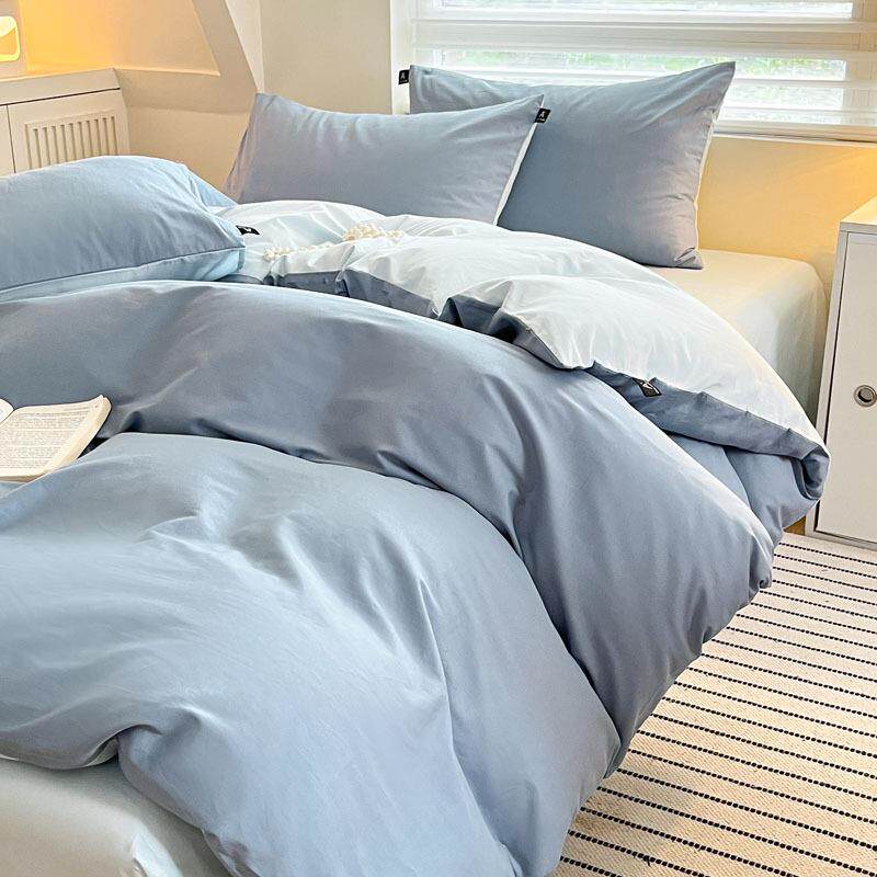 轻奢纯色A类纯上棉舍四件套学单生宿全棉三件套床bm-40被套床笠床