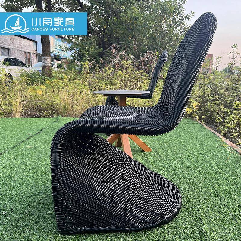 休闲庭藤花编餐桌椅户外院露台园22-8-27-民宿休息区阳台木桌藤椅