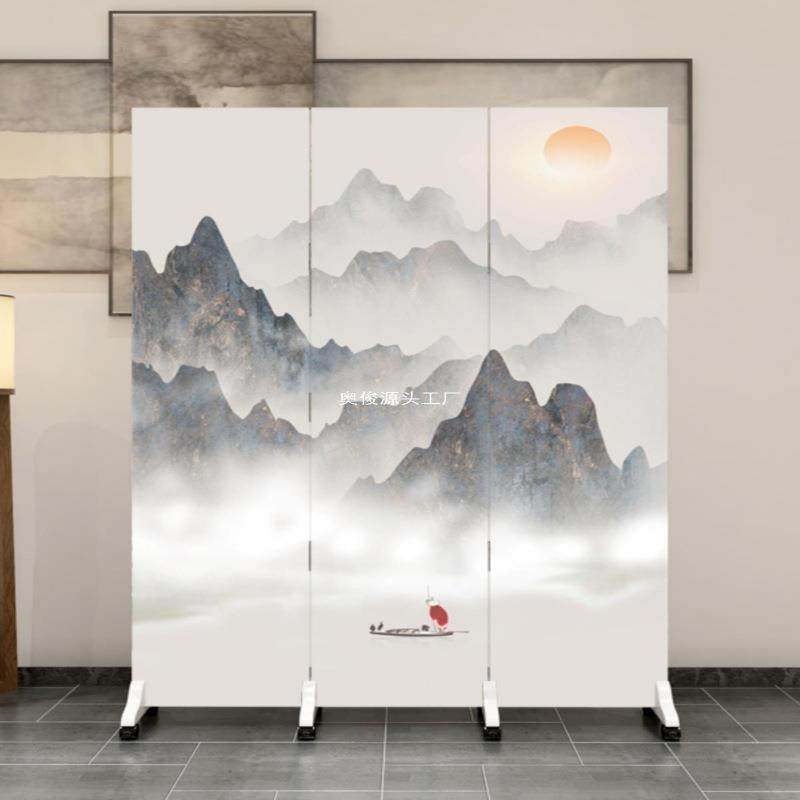 中式家用客屏风荷花扇隔断厅卧办室卫生间进门口帘遮挡公室简易移