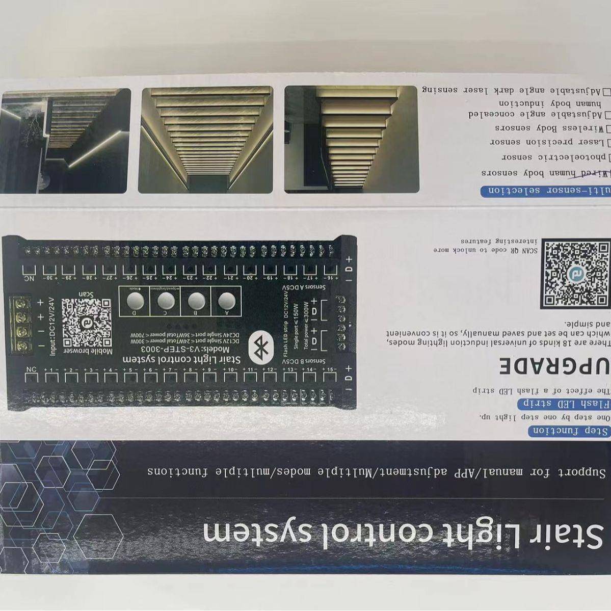 英文版00马网跑红楼梯踏步灯智能GNI感应控制器APP声控追光二合一