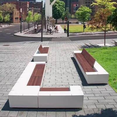 户政外泰科石GRC水磨石凳市园林休闲椅透光F99TJMJH花树坛坐池座