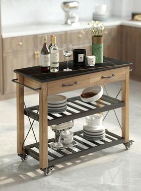 0A美式中岛台家厨用小推车复古餐操边房柜开放式移18869动作台实