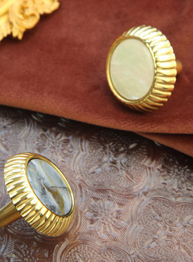 法式花贝壳黄铜拉手拉手衣柜门抽屉美式整体橱柜铜贝壳小把手