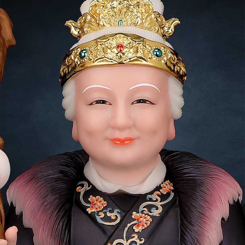 坐狐黑妈妈像仿汉白玉九尾毛领黑老太太神像真身供奉家用堂口铁刹