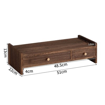 纯实木桌面电脑显示器增高架木质带抽屉收纳置物办公室护颈免组装