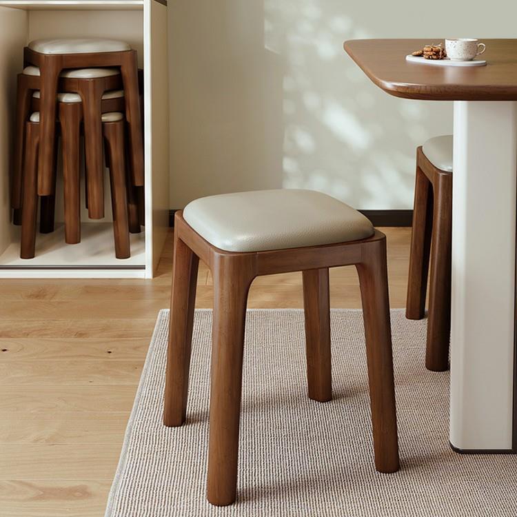 可叠放实木软包凳子家用椅子餐椅新中式茶椅餐桌凳子中古风餐桌椅