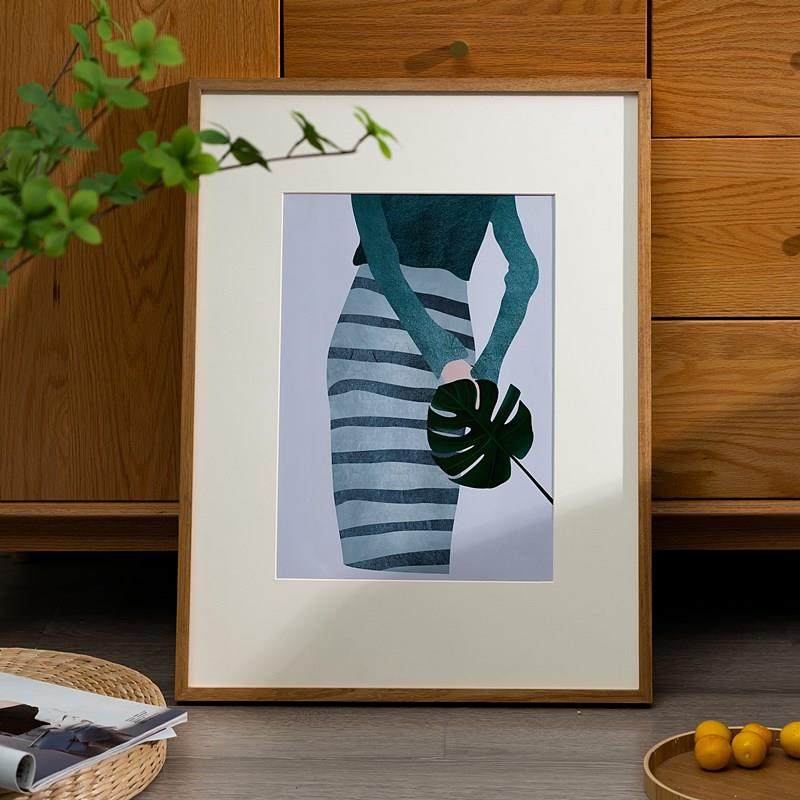 Y8Z相框定制A4a3实木8开柚木字画相片框裱画胡桃木画框装裱定做