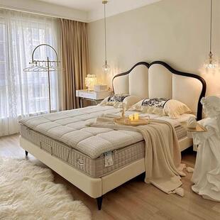 法式奶油风真皮床复古儿童床蝴蝶床1米8双人床主卧公主床婚床木