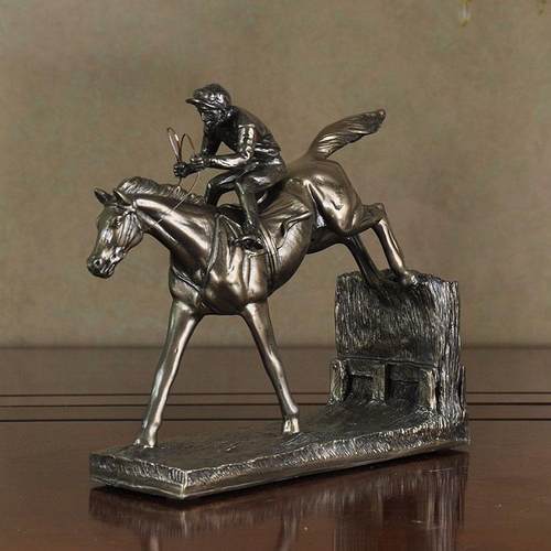 欧式复古装饰工艺品骑士绅士骑马赛马镀铜家居摆件摆设
