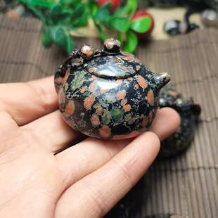 天然梅花玉把把壶玉器文玩安山岩玉带磁性汝阳梅花玉茶壶