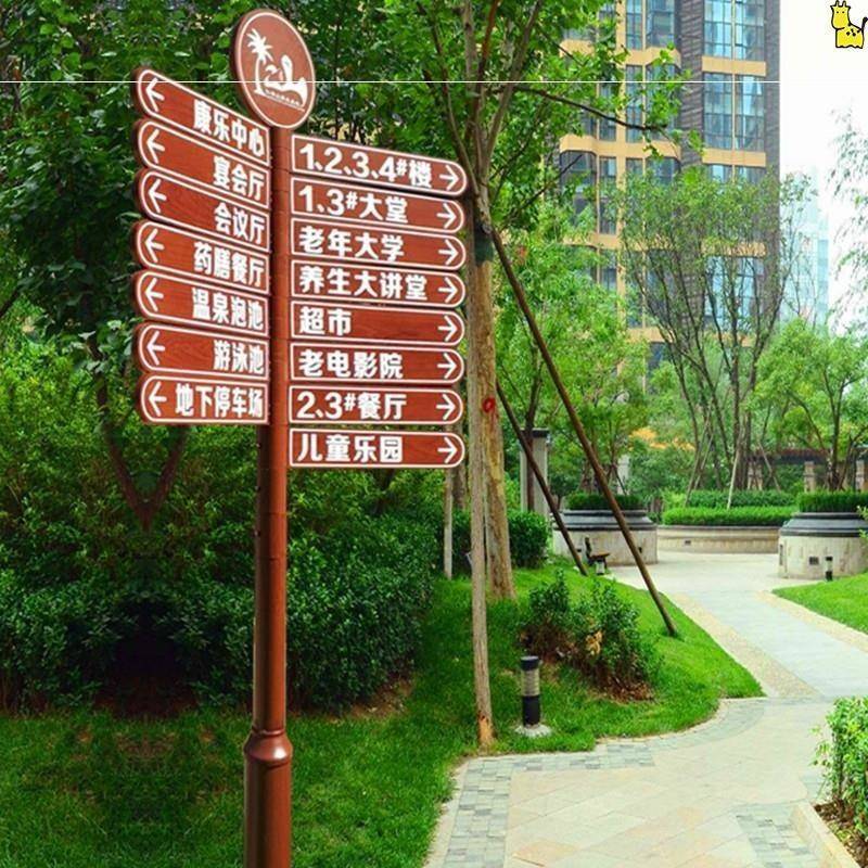 公园铁艺指路牌安全指示牌景区分流安全导向牌小区指引方向牌路标