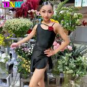 DNW夏季 新款 黑色拉丁舞练功服专业儿童演出服表演服女童练习服