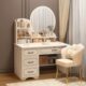 化妆桌梳妆台卧室简约现代小户型书桌收纳柜一体主卧奶油风化妆台