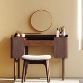 北美黑胡桃木梳妆台北欧复古樱桃木卧室化妆桌小户型收纳柜化妆台