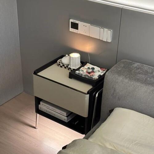 稍安物造意式床头柜卧室置物架简约现代新款储物收纳柜高级感