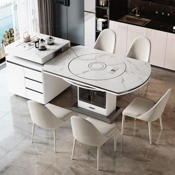 岩板岛台餐桌一体轻奢家用小户型多功能带电磁炉伸缩方圆两用饭桌,住宅家具,岛台餐桌,淘宝优惠券,粉丝福利购,淘宝优惠卷