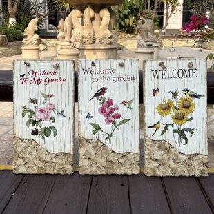 庭院壁挂装饰仿木板玄关茶室挂件创意户外花园民宿墙面上阳台布置