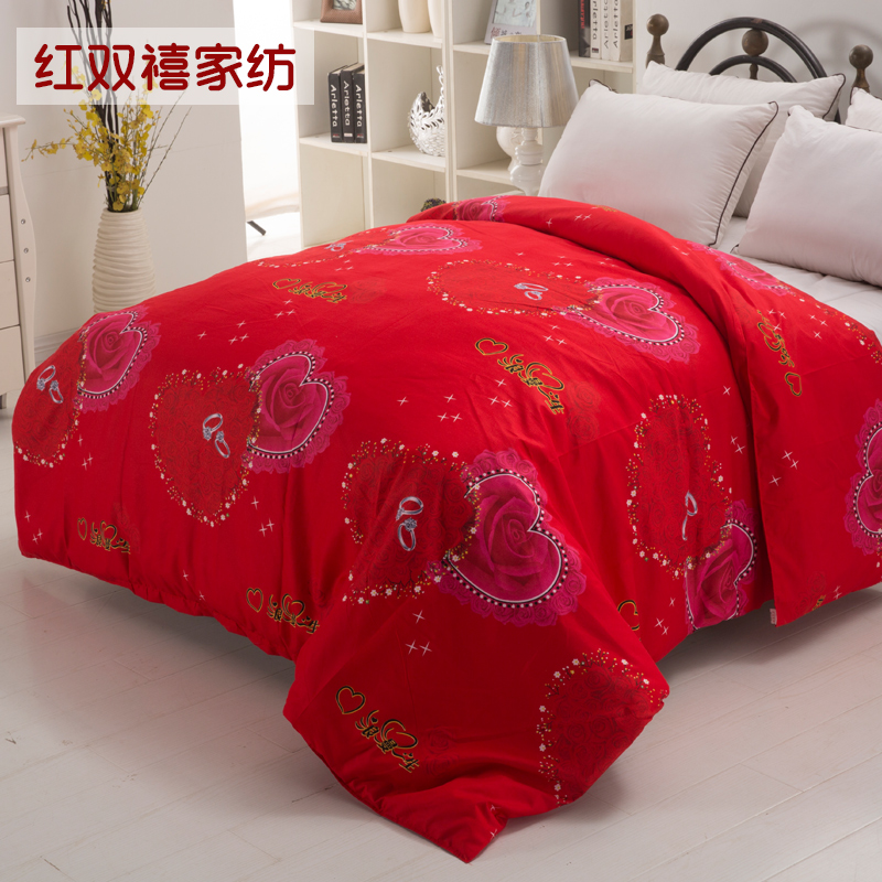 秋冬被套单件红色加厚磨毛双人220 24E0cm1米5儿童被罩1.8m床热卖