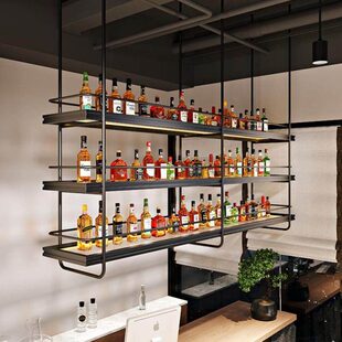 吧台吊架酒架酒水展示架悬挂式红酒柜餐厅饭店悬空吊柜酒吧置工厂