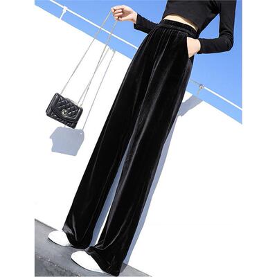 金丝绒阔腿裤女2025新款