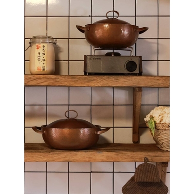 紫铜锅铜火锅老式炖锅家用中式汤锅手工锻打露营盆炉