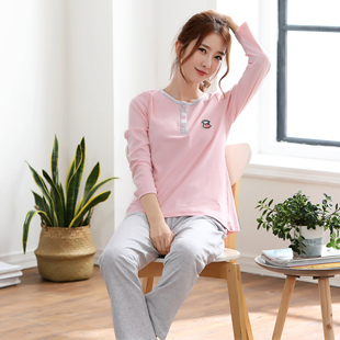 新款睡衣家居服女春秋季休闲纯棉长袖时尚甜美卡通个性可外穿套装