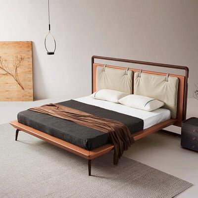 Poltrona Frau意式极简马鞍皮真皮床Volare Due实木现代轻奢主卧