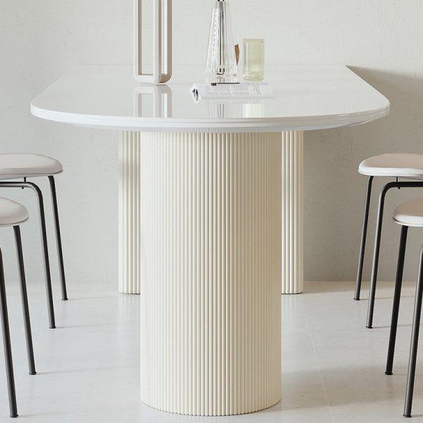 奶油风餐桌椅靠墙现代简约小户型纯白色岩板异形中岛台一体式饭桌,住宅家具,岩板餐桌,淘宝优惠券,粉丝福利购,淘宝优惠卷