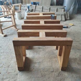 老榆木实木桌腿桌脚大板支架桌架餐桌腿木质脚工字架家用茶台腿