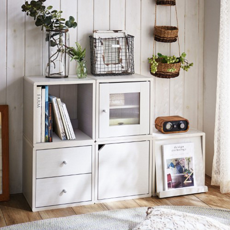 日式实木格子柜自由组合落地储物收纳单个书柜木格客厅.方形置物