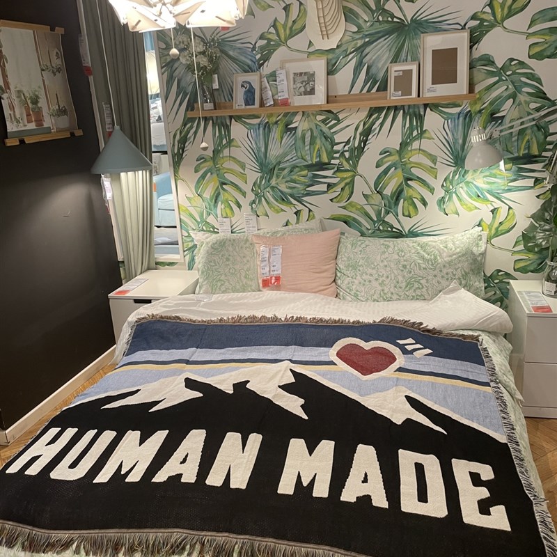 爱心山日式c潮流玩家 Human made 床头户外野炊露营地毯盖毯沙发