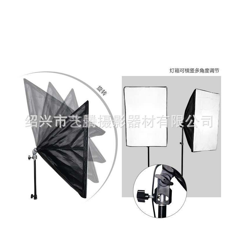 摄影器材摄影灯具 摄影棚配件四联灯 四灯头柔光箱2个+2米灯架2个