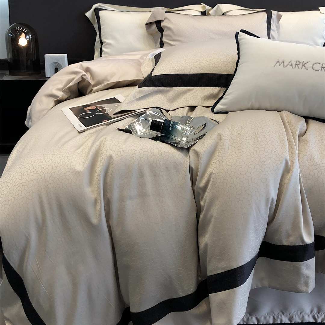 MARKCROSS豹纹提花寝具床品LF奶丝兰精天丝混纺四件套7色意式提花