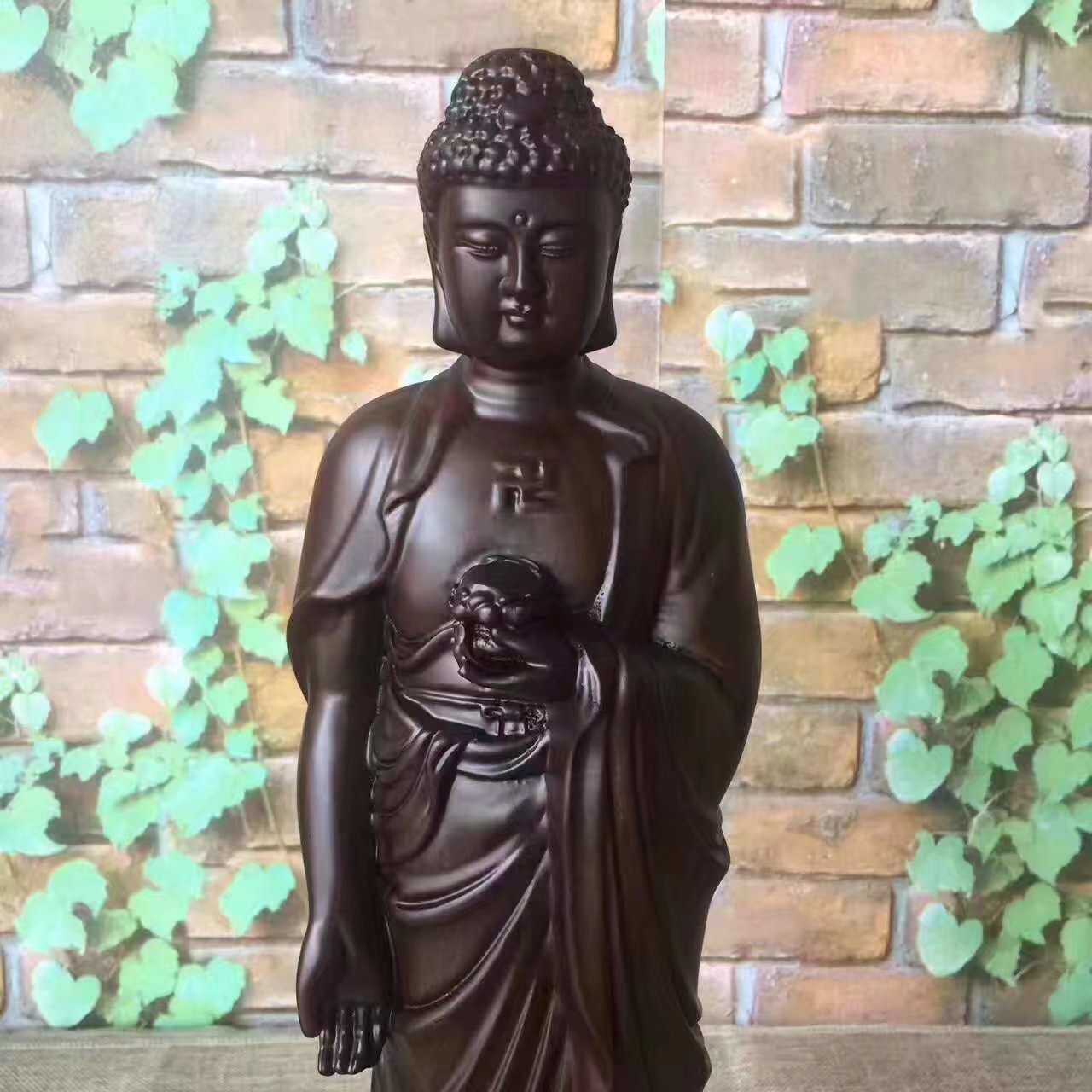 黑檀木工艺品雕像 阿弥陀佛木质神像 木质工艺40公分摆件